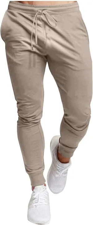 Mens Joggers Sweatpants Slim Fit Workout Training Gym Jogger Pants with Pockets Casual Drawstring Running Sweatpants