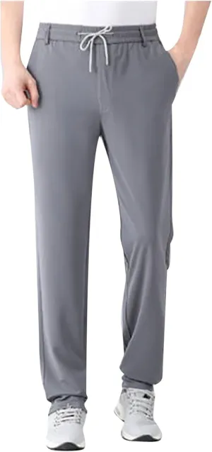 Mens Quick Drying Pants Elastic Waist Breathable Stretch Active Loose Pants Comfy Cool Sweatpant Trousers with Pocket