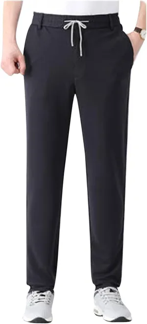 Mens Quick Drying Pants Elastic Waist Breathable Stretch Active Loose Pants Comfy Cool Sweatpant Trousers with Pocket