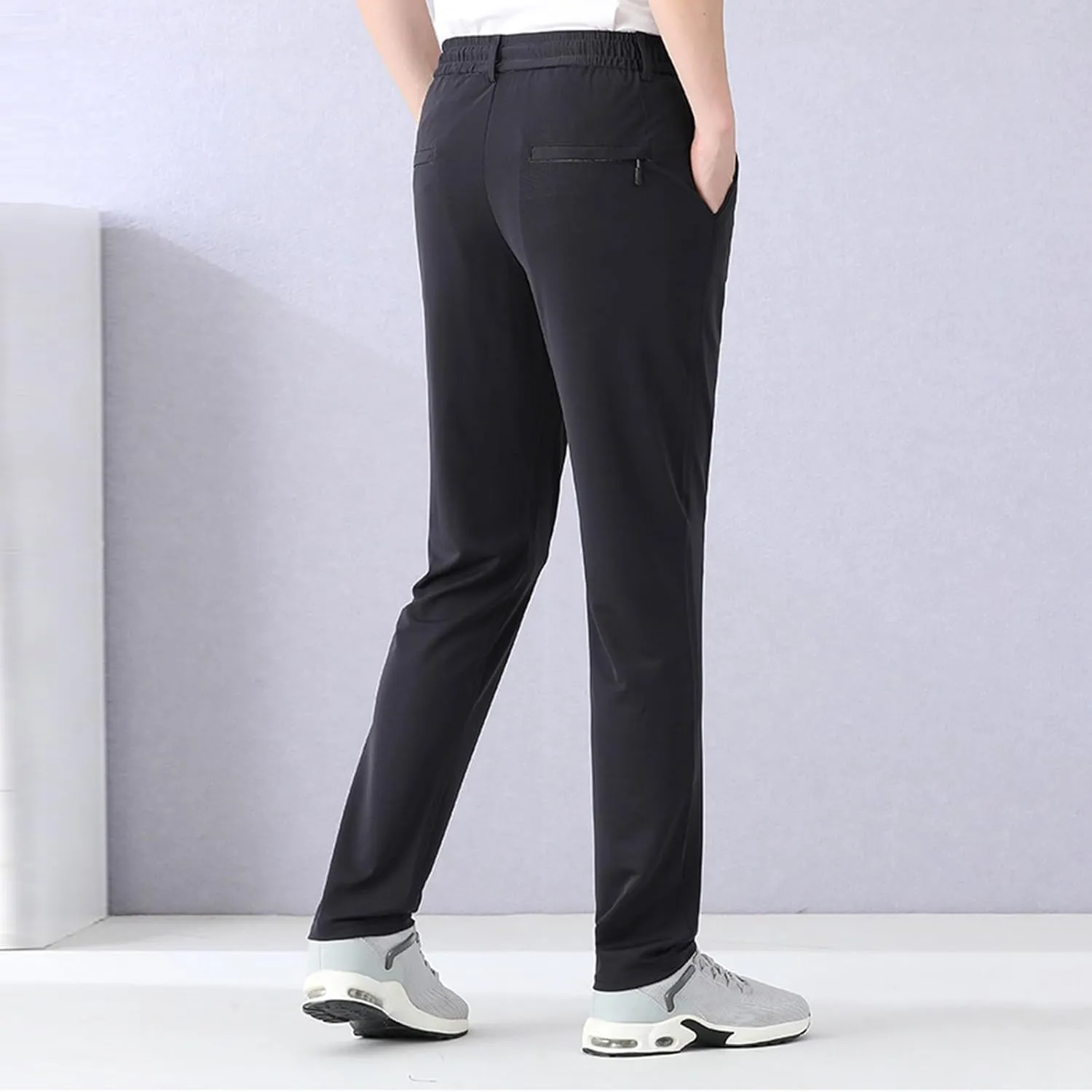 Mens Quick Drying Pants Elastic Waist Breathable Stretch Active Loose Pants Comfy Cool Sweatpant Trousers with Pocket