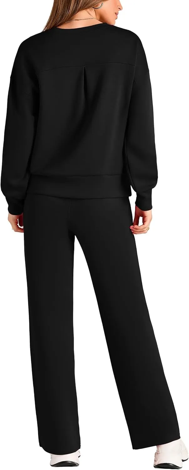 PRETTYGARDEN Women's 2 Piece Outfits 2025 Winter Long Sleeve Pullover Tops And Long Pants Lounge Sets Tracksuit