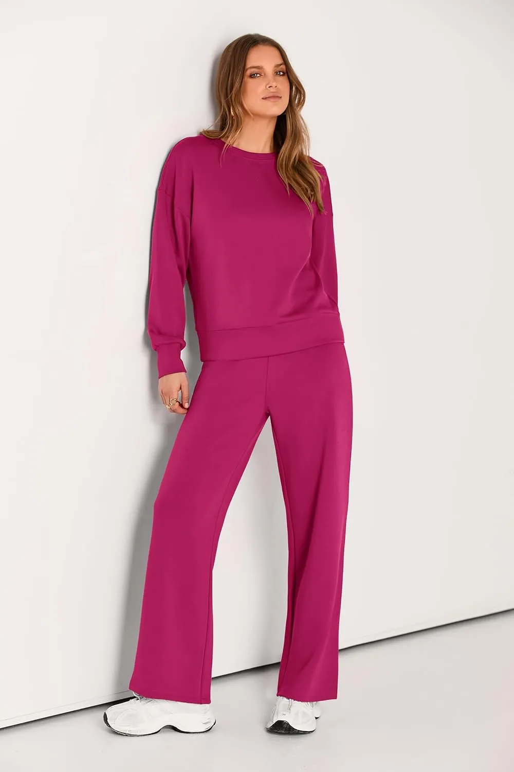 PRETTYGARDEN Women's 2 Piece Outfits 2025 Winter Long Sleeve Pullover Tops And Long Pants Lounge Sets Tracksuit
