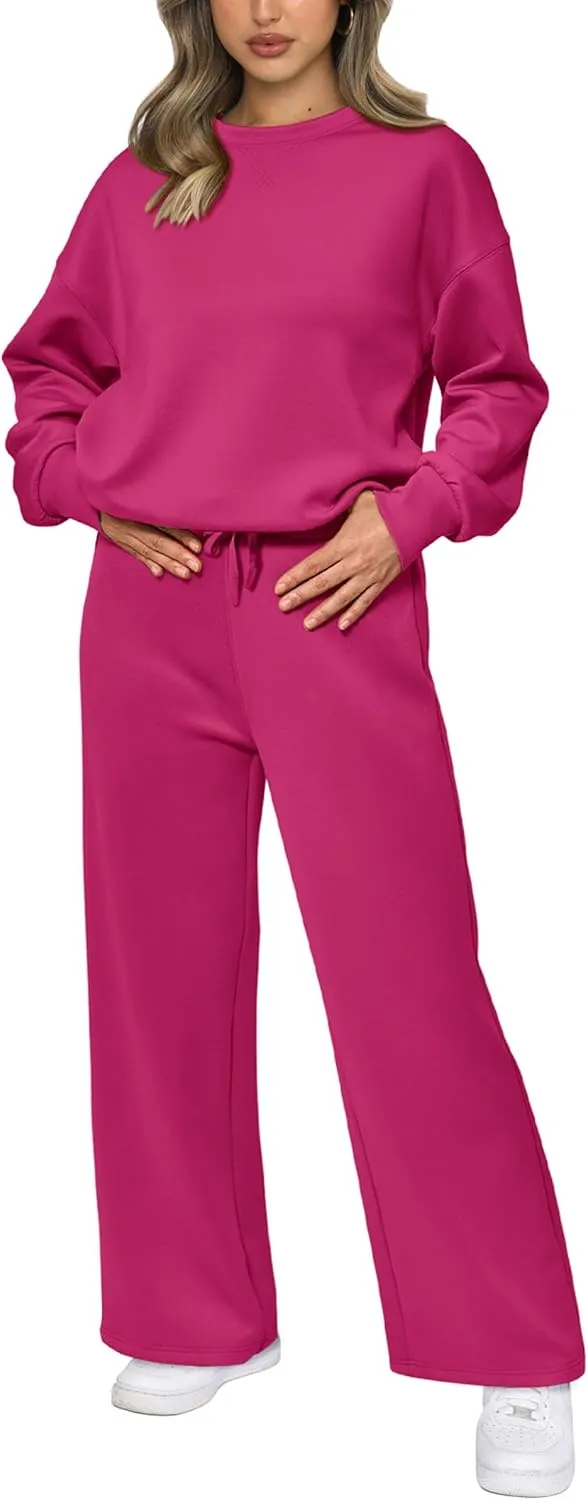 PRETTYGARDEN Women's 2 Piece Outfits 2025 Winter Long Sleeve Pullover Tops And Long Pants Lounge Sets Tracksuit