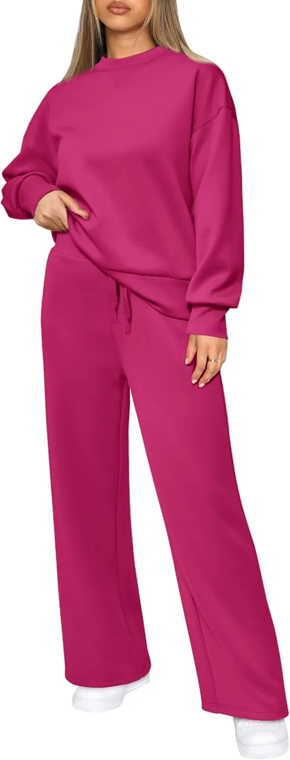 PRETTYGARDEN Women's 2 Piece Outfits 2025 Winter Long Sleeve Pullover Tops And Long Pants Lounge Sets Tracksuit