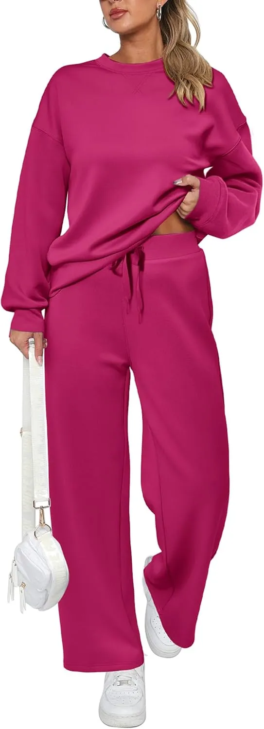 PRETTYGARDEN Women's 2 Piece Outfits 2025 Winter Long Sleeve Pullover Tops And Long Pants Lounge Sets Tracksuit