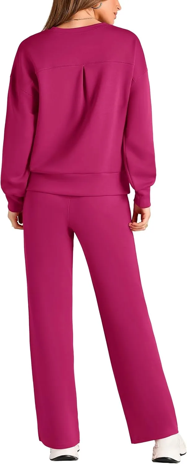 PRETTYGARDEN Women's 2 Piece Outfits 2025 Winter Long Sleeve Pullover Tops And Long Pants Lounge Sets Tracksuit