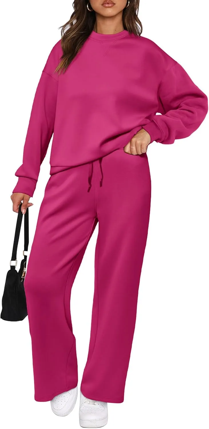 PRETTYGARDEN Women's 2 Piece Outfits 2025 Winter Long Sleeve Pullover Tops And Long Pants Lounge Sets Tracksuit