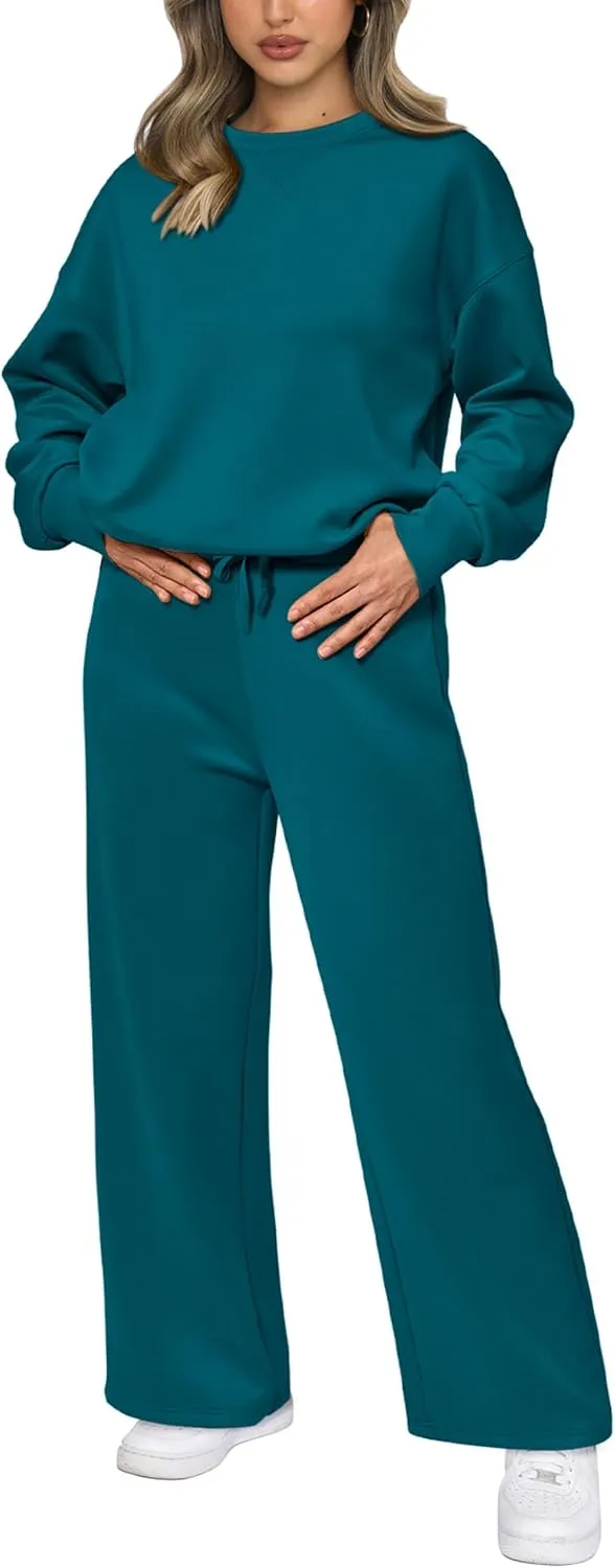 PRETTYGARDEN Women's 2 Piece Outfits 2025 Winter Long Sleeve Pullover Tops And Long Pants Lounge Sets Tracksuit