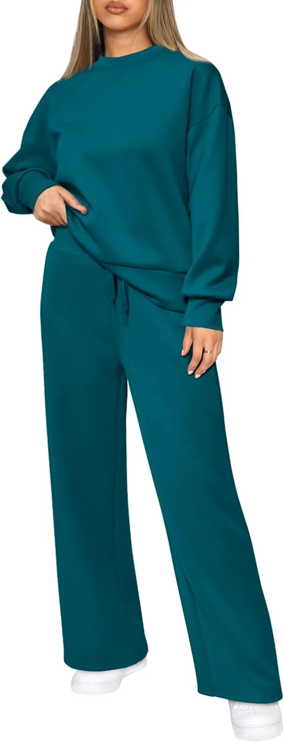 PRETTYGARDEN Women's 2 Piece Outfits 2025 Winter Long Sleeve Pullover Tops And Long Pants Lounge Sets Tracksuit