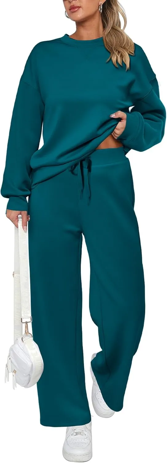 PRETTYGARDEN Women's 2 Piece Outfits 2025 Winter Long Sleeve Pullover Tops And Long Pants Lounge Sets Tracksuit