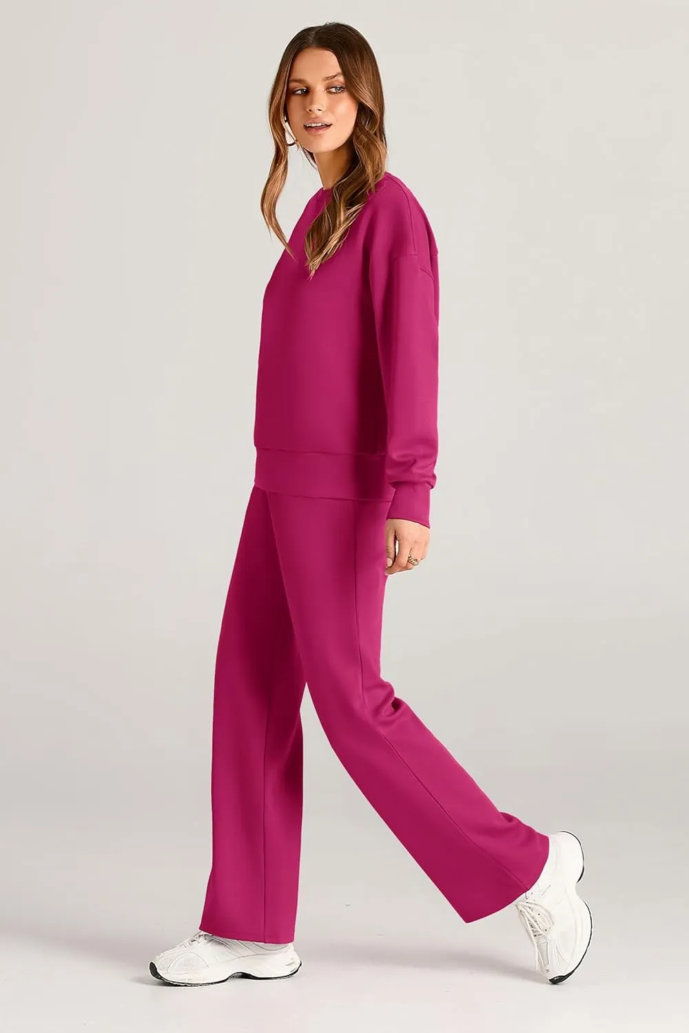 PRETTYGARDEN Women's 2 Piece Outfits 2025 Winter Long Sleeve Pullover Tops And Long Pants Lounge Sets Tracksuit