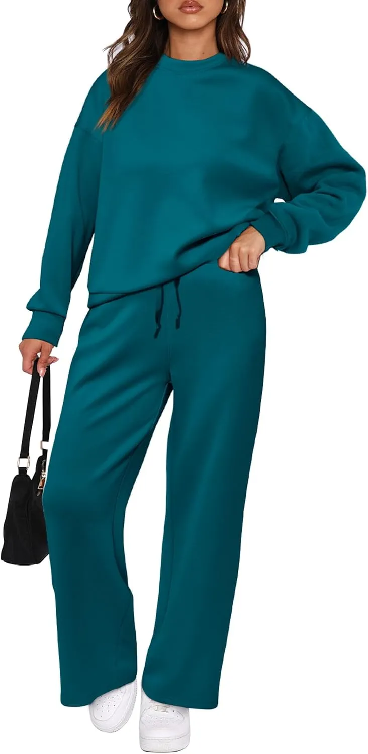 PRETTYGARDEN Women's 2 Piece Outfits 2025 Winter Long Sleeve Pullover Tops And Long Pants Lounge Sets Tracksuit