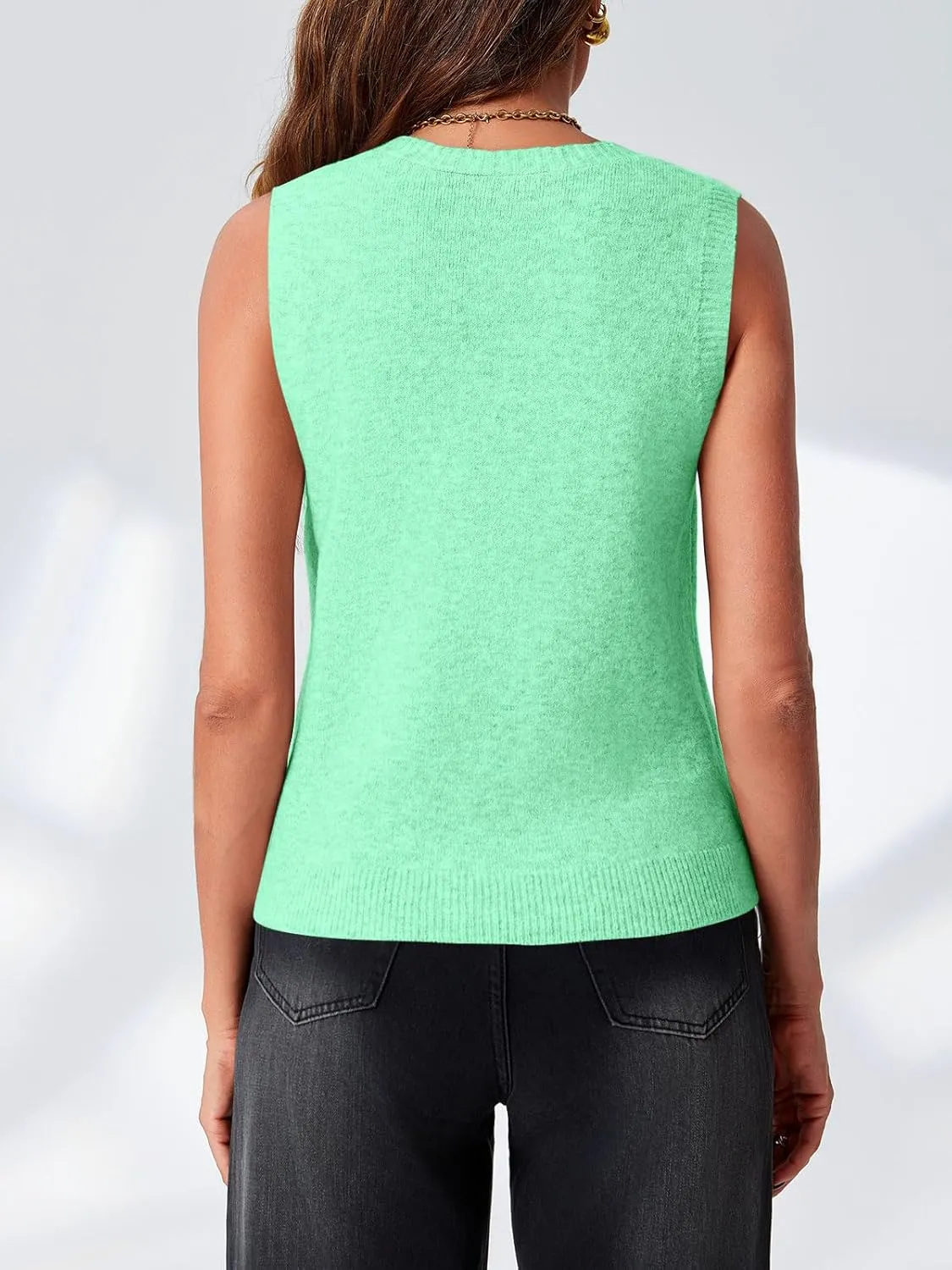 Saodimallsu Womens Sleeveless Sweater Vest Button V Neck Knit Trendy Casual Summer Cardigan with Pockets