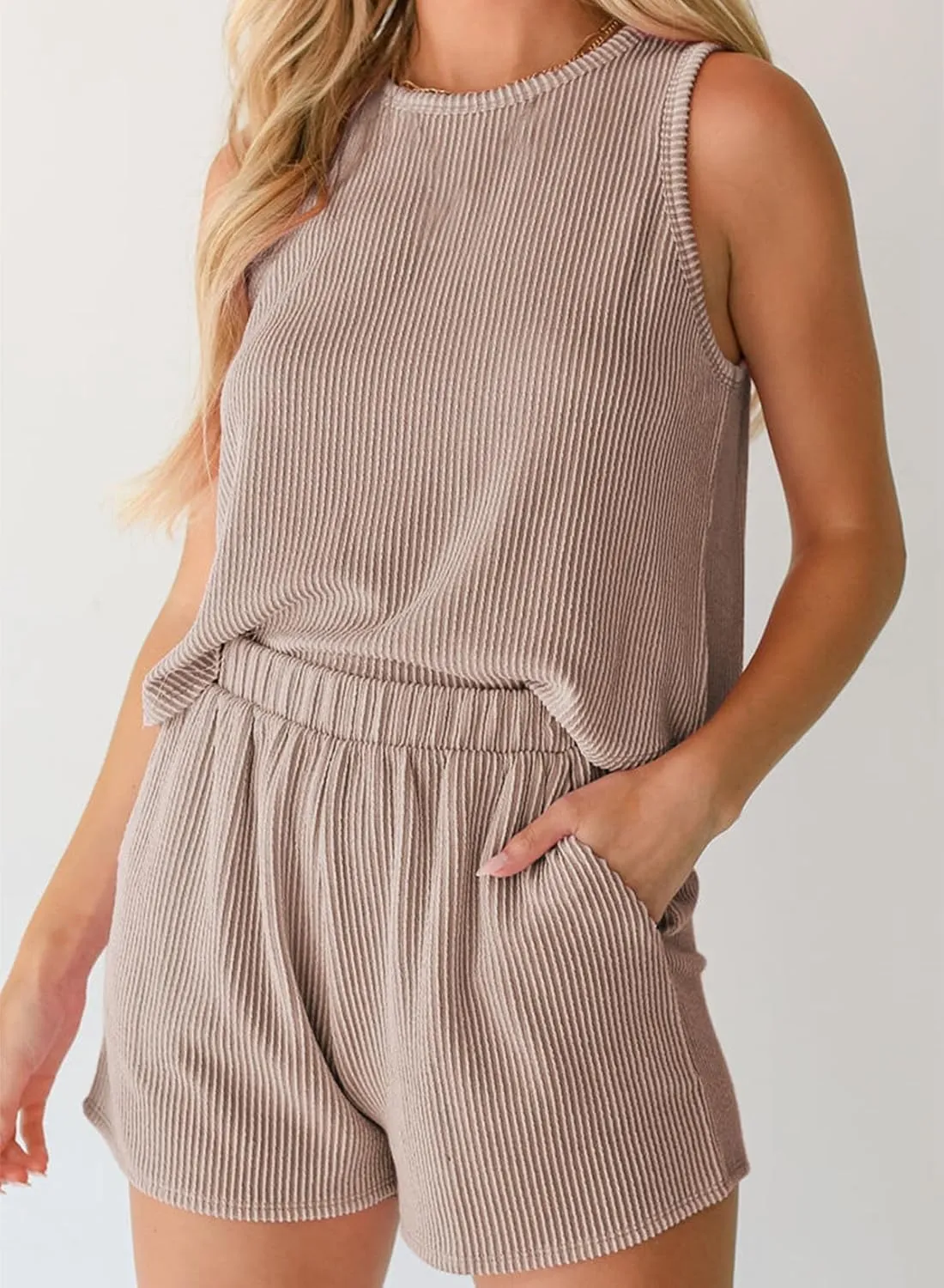 SHEWIN Women's Summer 2 Piece Outfits Shorts Sets Matching Set Loungewear 2025