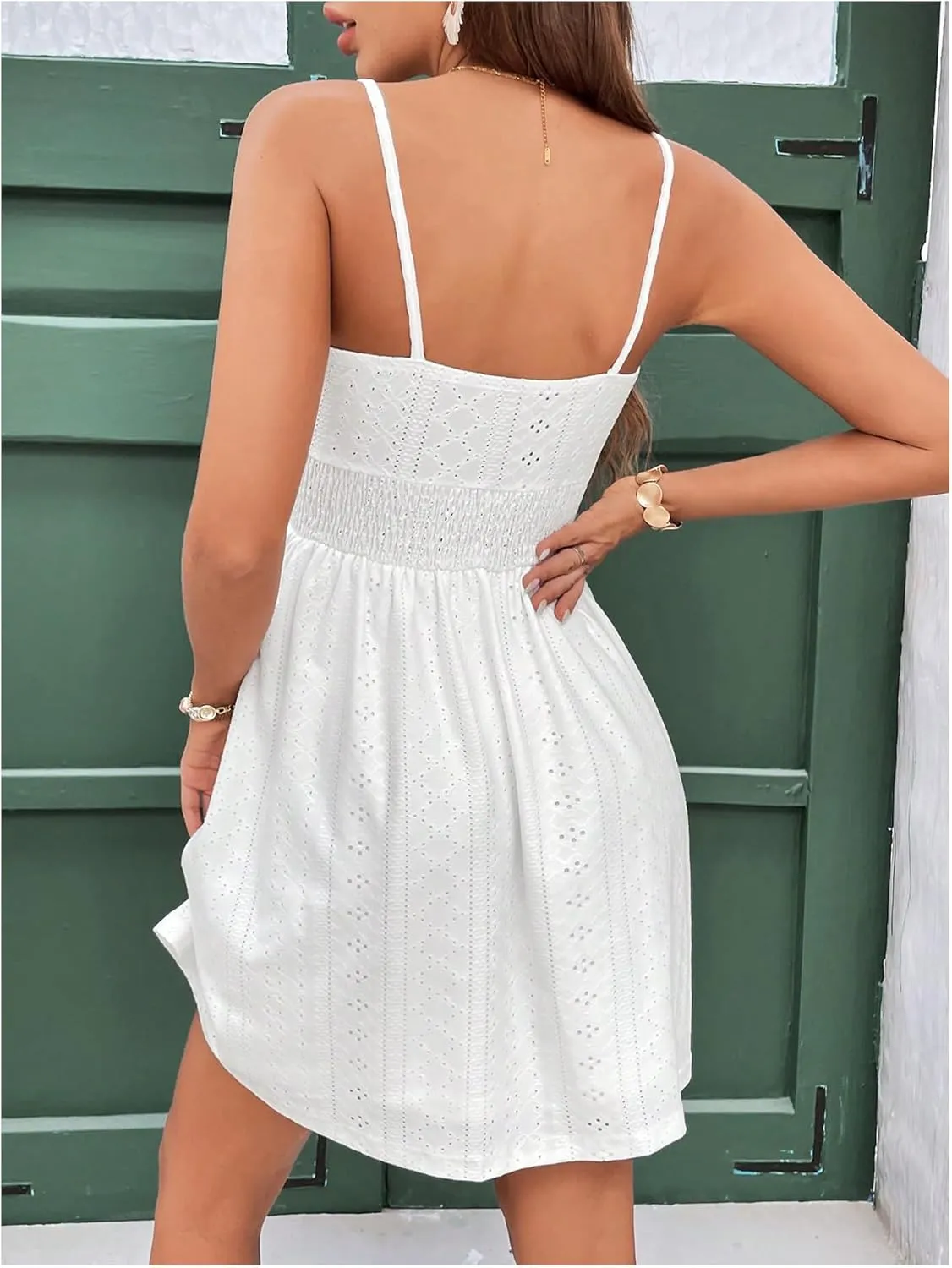 SOLY HUX Women's Summer Dresses Tie Front Short Sundress Beach Vacation Flowy Cami Dresses