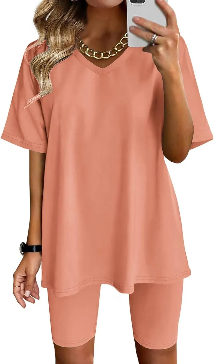 Sport Sets Women 2 Piece Outfits Women Summer Casual Oversized T-Shirt Tops Biker Shorts Workout Sports Tracksuit