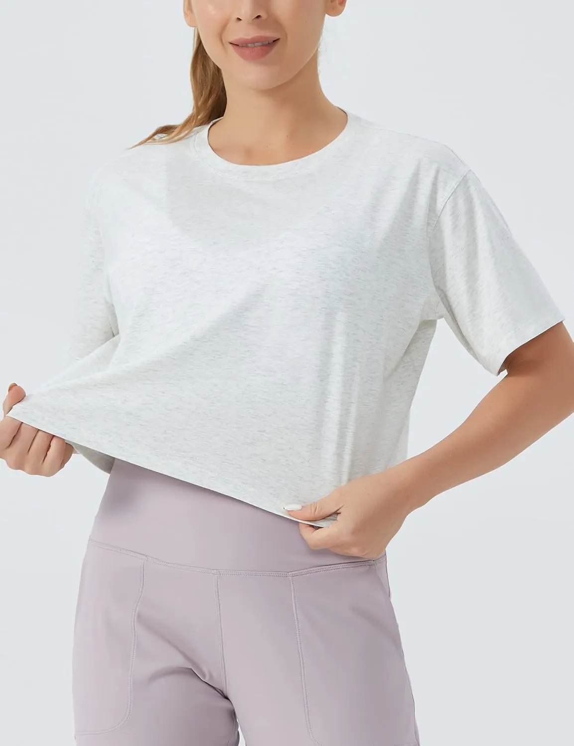 THE GYM PEOPLE Women's Workout Crop Top T-Shirt Short Sleeve Boxy Yoga Running Cropped Basic Tee