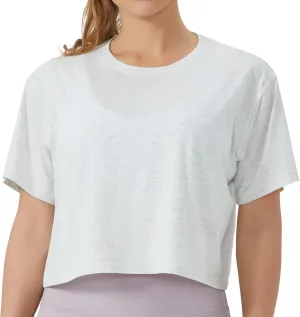 THE GYM PEOPLE Women's Workout Crop Top T-Shirt Short Sleeve Boxy Yoga Running Cropped Basic Tee