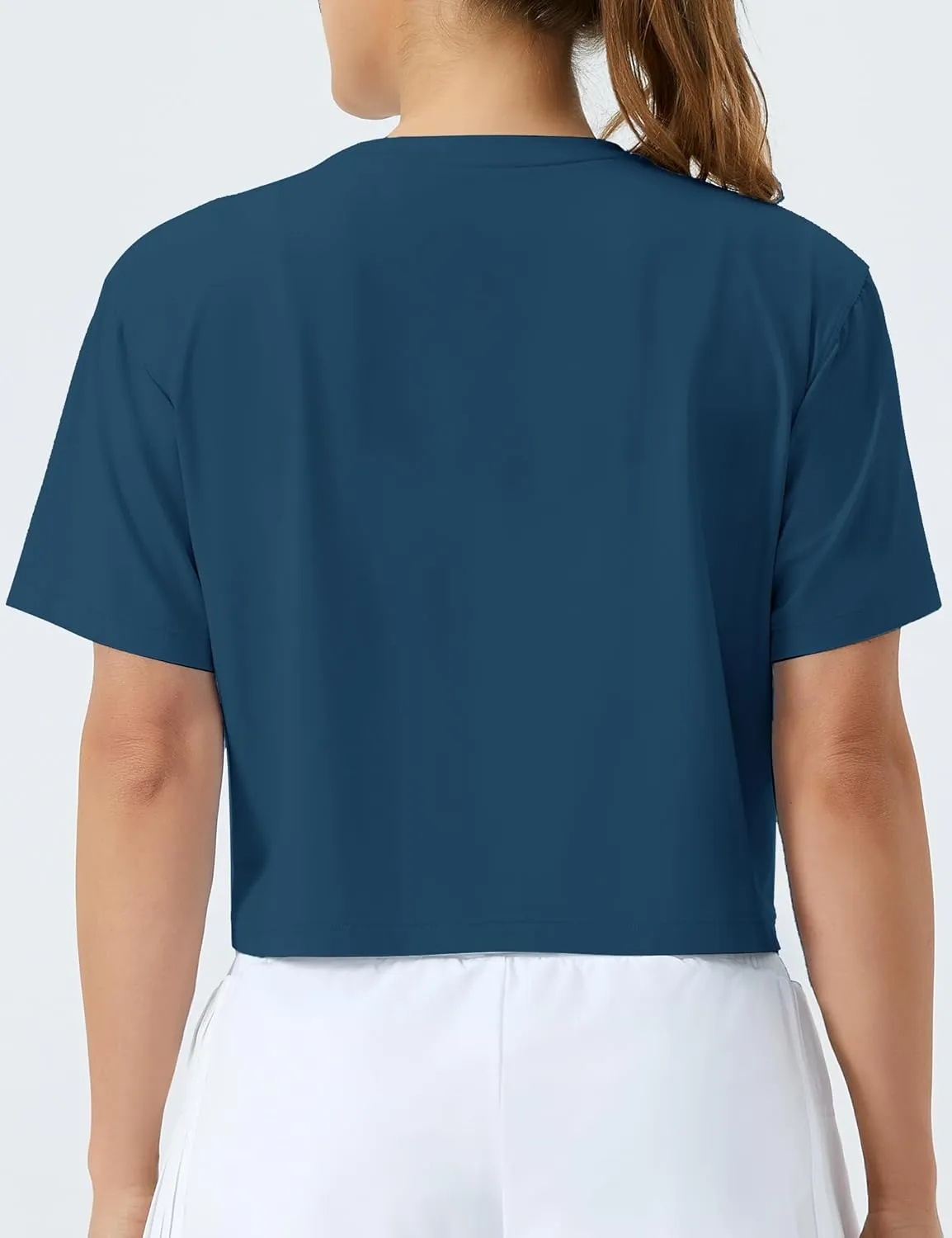 THE GYM PEOPLE Women's Workout Crop Top T-Shirt Short Sleeve Boxy Yoga Running Cropped Basic Tee