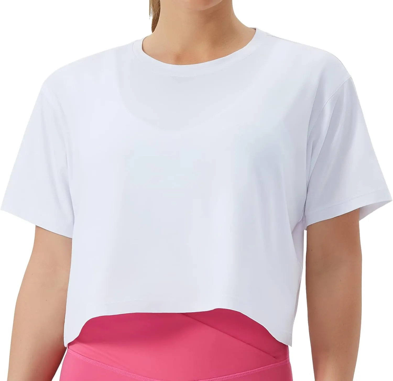 THE GYM PEOPLE Women's Workout Crop Top T-Shirt Short Sleeve Boxy Yoga Running Cropped Basic Tee