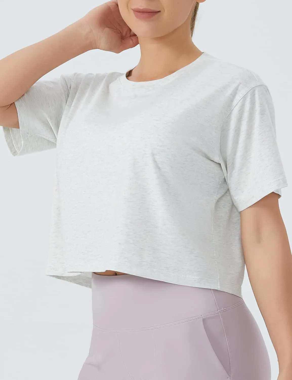 THE GYM PEOPLE Women's Workout Crop Top T-Shirt Short Sleeve Boxy Yoga Running Cropped Basic Tee