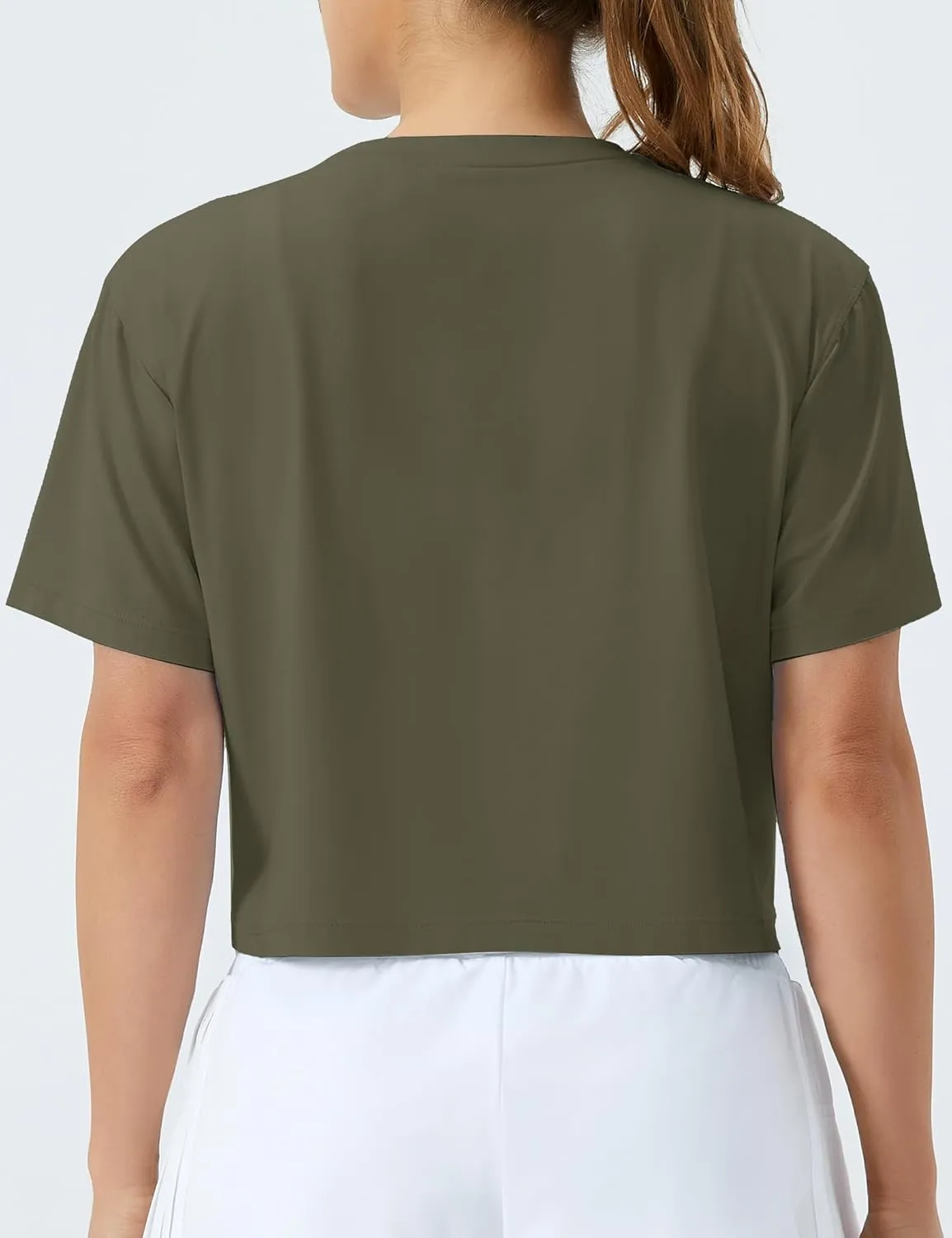 THE GYM PEOPLE Women's Workout Crop Top T-Shirt Short Sleeve Boxy Yoga Running Cropped Basic Tee