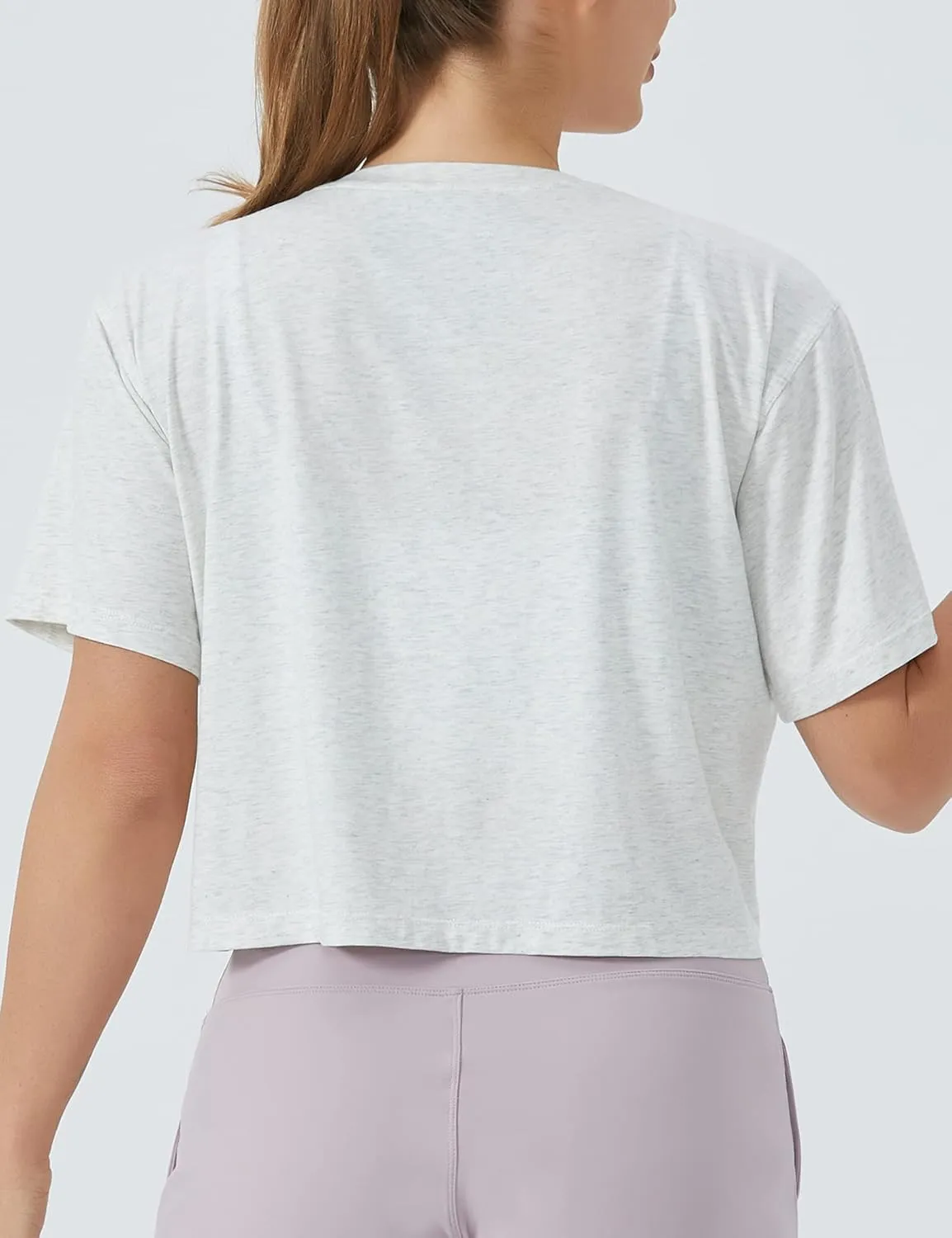 THE GYM PEOPLE Women's Workout Crop Top T-Shirt Short Sleeve Boxy Yoga Running Cropped Basic Tee