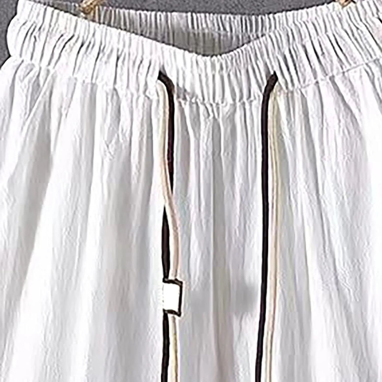 Wide Leg Pants Woman Dressy Linen Pants 2024 Summer Casual High Waisted Baggy Elastic Waist Trousers Loose Flowy Pant