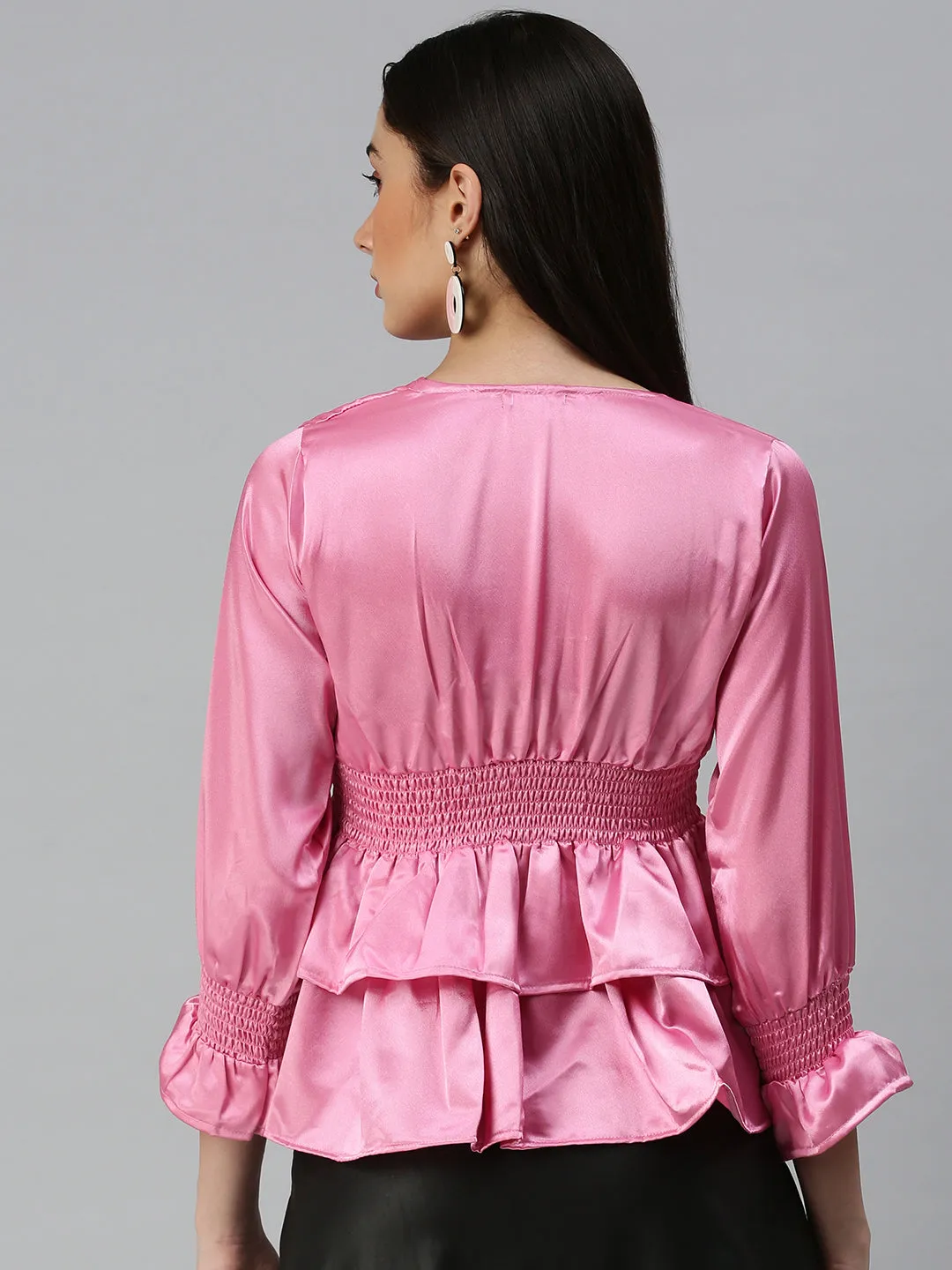 Women Pink Cinched Waist Top