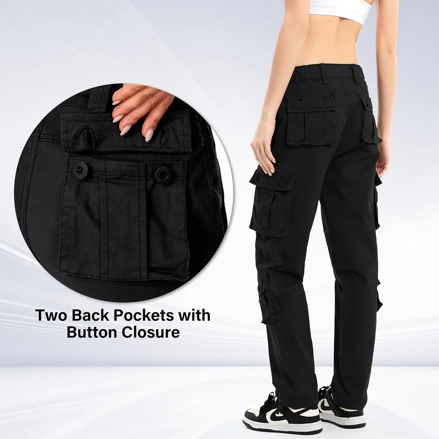 Womens Cargo Army Combat Work Pants with 8 Pockets Casual Cotton Ripstop Construction Pants