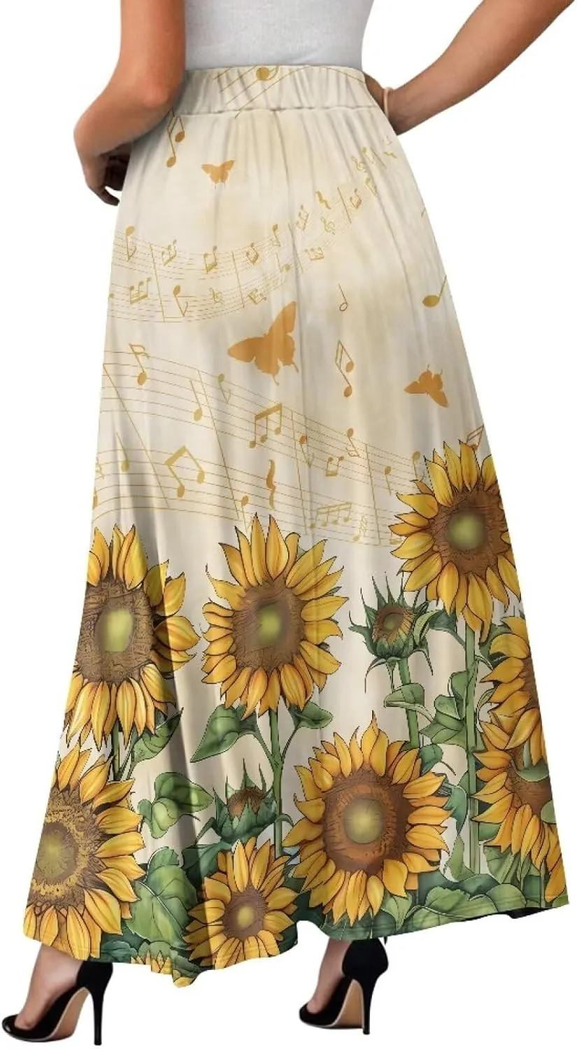 Womens Maxi Polyester Skirt Fall Wedding Dresses Winter Party Elegant High Waisted Skirts with Pockets