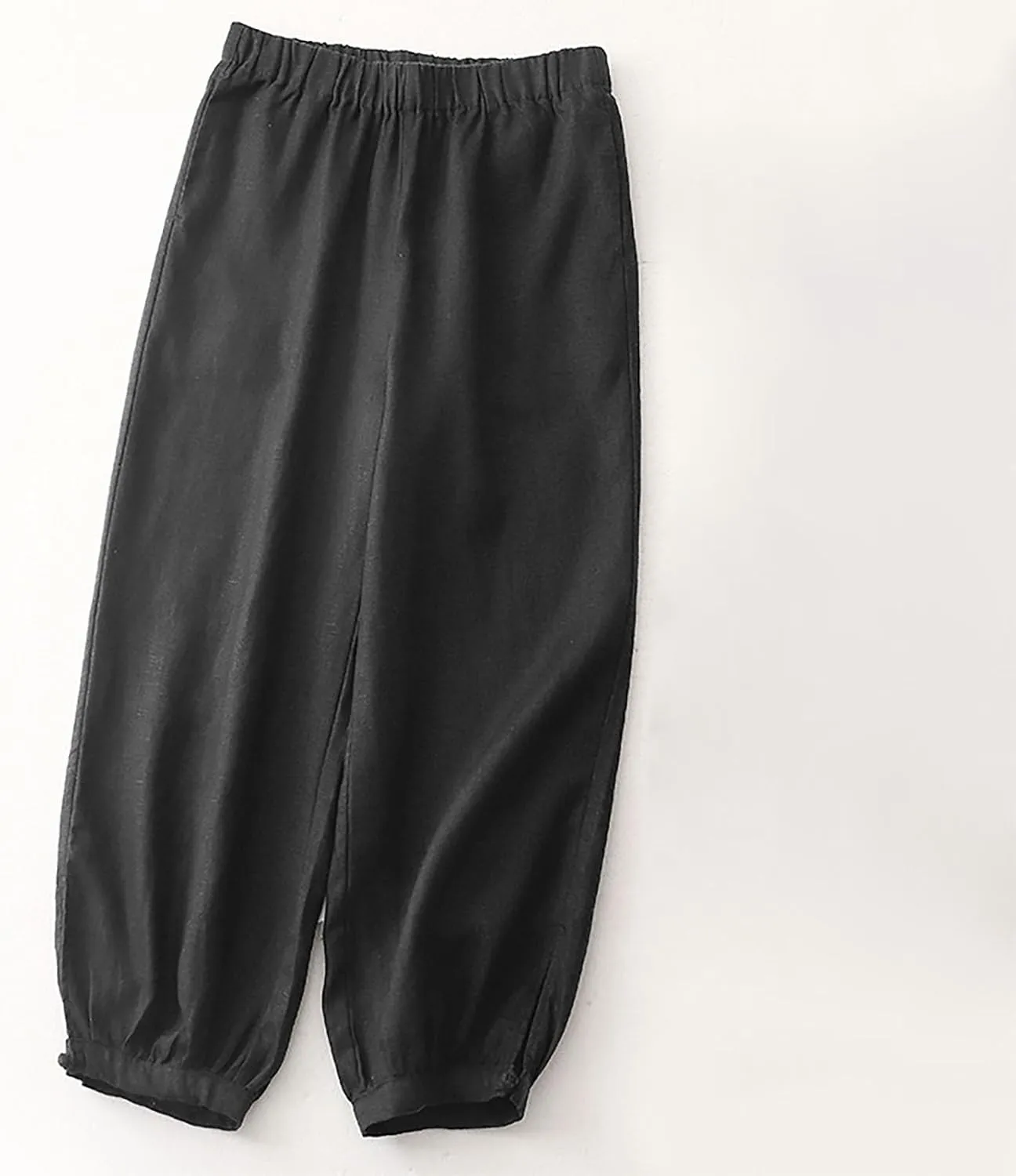 Women's Vintage Linen Pants, 2025 Summer Comfy Baggy Beach Trousers Palazzo Lounge Pants with Pockets