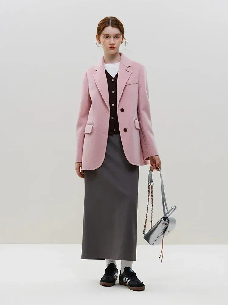 Wool Commuter Short Double-sided Single-breasted Two-button Office Lady Simple Elegant Coat