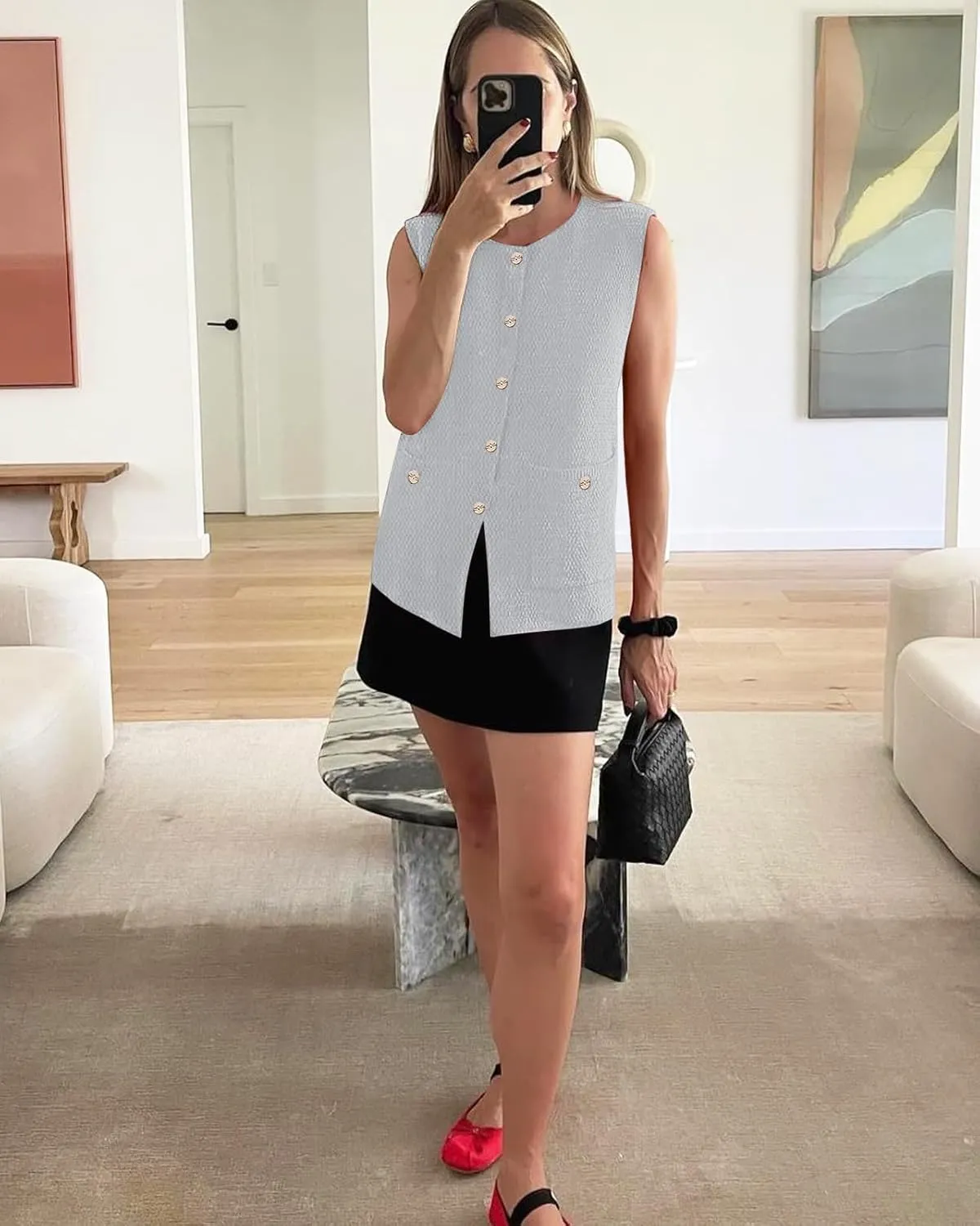Yousify Womens Sweater Vest Sleeveless Button Down Round Neck Knitted Tank Tops Casual Cardigan for Women